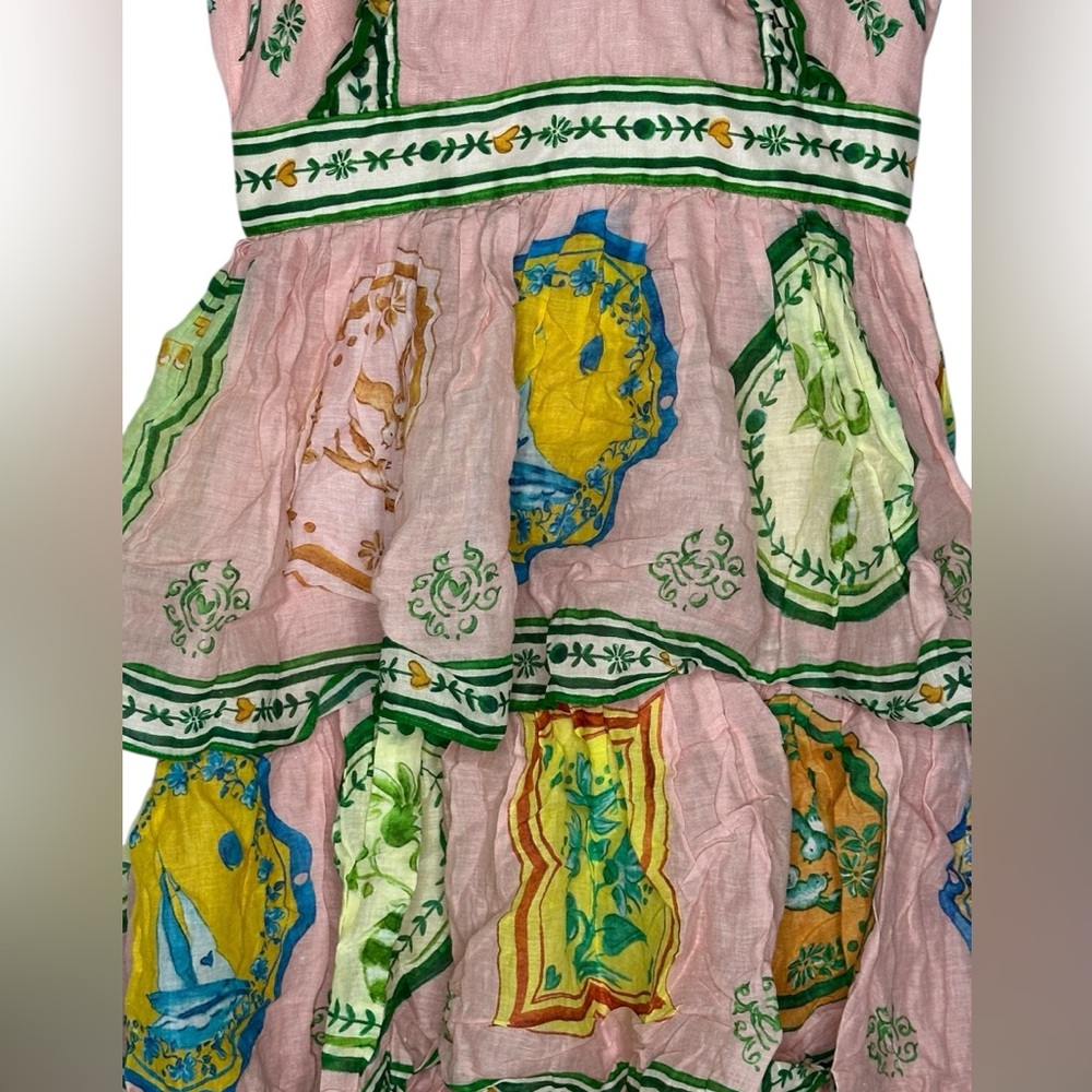 NWT Anthropologie x Alemais Porcelain Frilled Tiered European Flax Midi Dress 4 - Picture 7 of 12